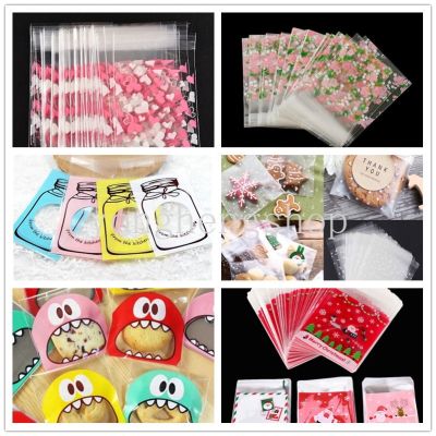 100pcs Self-adhesive Cookie Bag DIY Biscuit Gift Bags Candy Packaging Resealable Xmas Decor Wedding Party Baking Supply