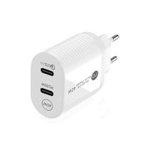 40W พอร์ตคู่ Pd/ Type-C ชาร์จเร็วสำหรับ iPhone / iPad Series, EU Plug