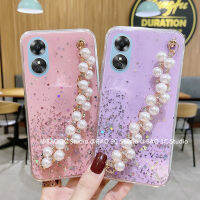 แฟชั่น เคสโทรศัพท์ OPPO A78 Reno8 T 8T 4G 5G เคส การ์ตูนสไตล์ร้อนแวววาว เคสโทรศัพท ซิลิโคนฝาแข็งอินเทรนด์สร้างสรรค์ด้วยสายรัดข้อมือไข่มุกน่ารักพลอยเทียม2023