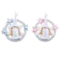 New Christmas White Angel Wreath Vine Ring Pink Door Hanging Christmas Tree Pendant Christmas Ornaments