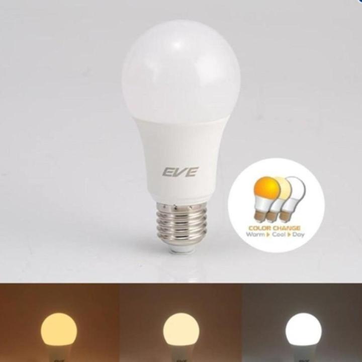 หลอด-led-e27-9w-เปลี่ยนสีได้-3-in-1-เดย์ไลท์-คูลไวท์-วอร์มไวท์-eve-หลอดเปลี่ยนสี-หลอด3แสง-led-eve