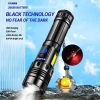 Super Bright XHP70 Powerful Led Flashlight Power Bank Torch Light USB Rechargeable Camping Tactical Flashlight with COB Lamp Rechargeable  Flashlights