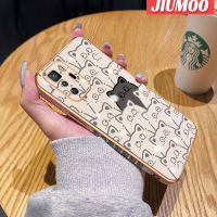 เคส JIUMOO สำหรับ Xiaomi MI POCO X3 GT เคสลายการ์ตูนน่ารักแฟชั่นแมวชุบด้านข้างใหม่ขอบสี่เหลี่ยมเคสมือถือซิลิโคนกันกระแทกฝาปิดเลนส์เต็มรูปแบบเคสนิ่มป้องกันกล้อง