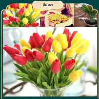 EILEEN 5/10pcs ผ้าไหม DIY ตกแต่งงานแต่งงาน ดอกทิวลิป ดอกไม้ประดิษฐ์ ดอกไม้สัมผัสจริง พียู มินิ บูเก้