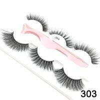 3 คู่ 6D Mink ขนตาปลอม Bulu Mata ที่มีแหนบยาว Fuffy Lashes ธรรมชาติแต่งหน้าเครื่องมือตา