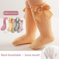 KAOS Kaki Anak Perempuan เล็กถุงเท้าสีหวานนุ่มยาวปานกลางบางน่ารักโบว์ตกแต่งสำหรับ0-5ปี