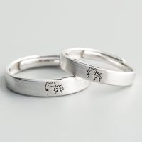 1Pair Couple Rings Sliver Men Adjustable Lovers Anniversary Jewelry