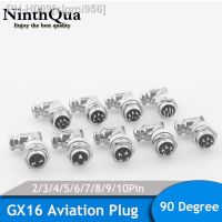 1Set GX16 90 Degree Right Angle XLR 16mm Elbow 2 3 4 5 6 7 8 9 10Pin Female Plug Male Chassis Mount Socket Aviation Connector