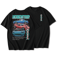 เสื้อยืดลาย ROADSTER MAZDA MX5 เสื้อยืดคอกลม เสื้อยืดแขนสั้น Cotton 100% _สีดำ สีขาว