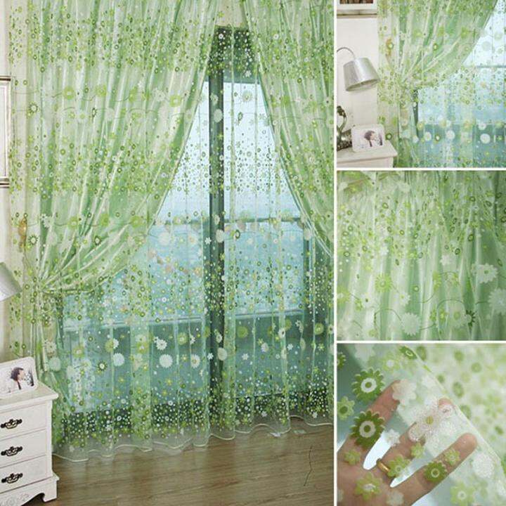 ดอกไม้พิมพ์-tulle-voile-ประตูผ้าม่านหน้าต่างโปร่งผ้าม่าน-200x100-ซม