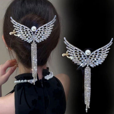 New high-end fashion hair accessories hollowed out diamond tassel twist clip exquisite headdress