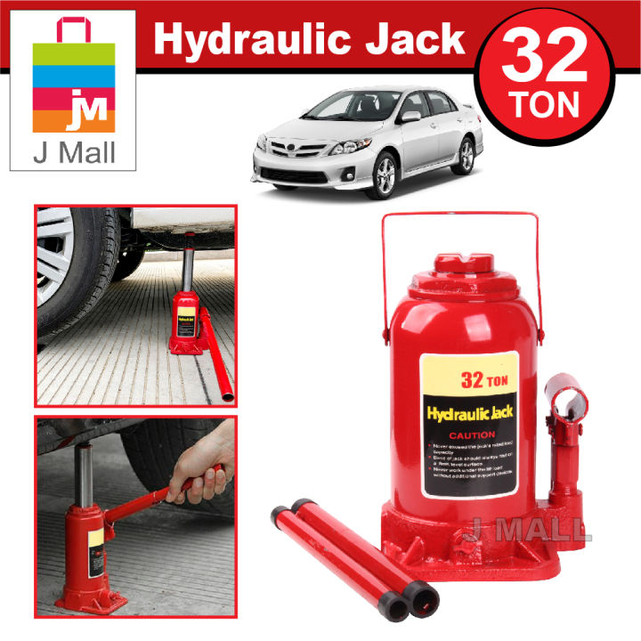 J MALL 32 Ton Portable Heavy Duty Hydraulic Bottle Jack Automotive Car Jack  Emergency Kit Set 32 TON (Maximum Height 45 cm) Lazada