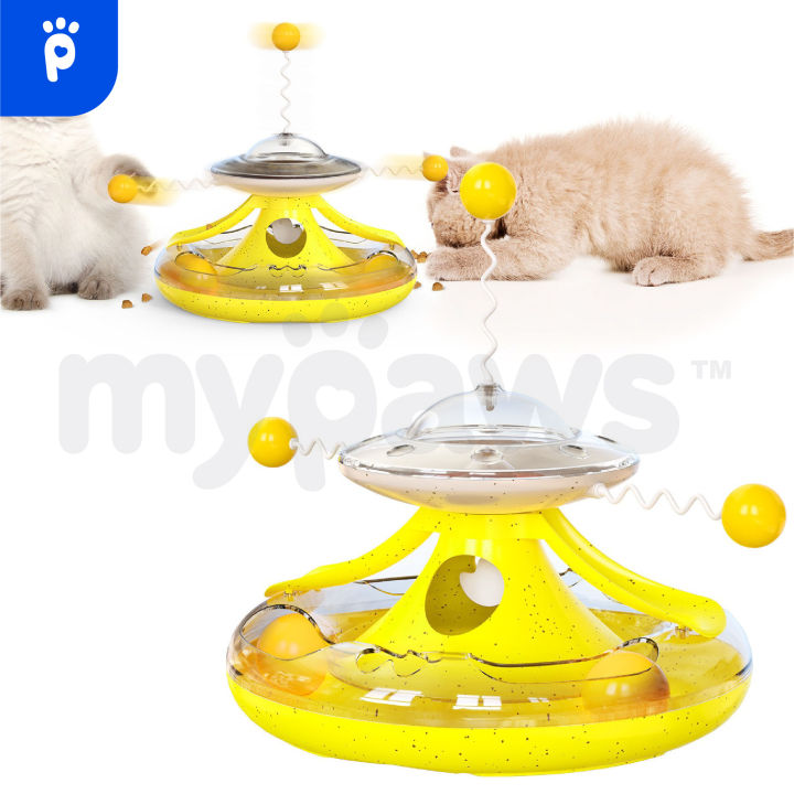 my-paws-ของเล่นแมว-รางบอลแมว-รุ่น-ufo-a-เป็นที่ให้อาหารอัตโนมัติได้-หมุนแล้วอาหารจะตกลงมา