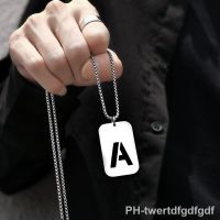 Kpop Personality Letter Necklace Trendy Hip-hop Street All-match Titanium Steel Accessories Domineering Military Pendant