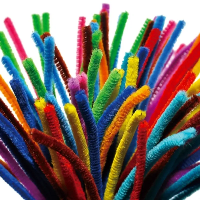 ☈ APEIXIN 100 Pcs Chenille Stems Craft Pipe Cleaners Sticks Children Kids  Colorful Plush Educational Toy Handmade DIY