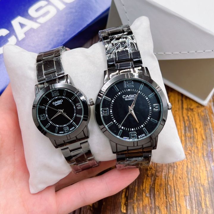 watchhiend-นาฬิกาข้อมือคู่รัก-ได้สองเรือน-คาสิโอ-หน้าปัดเรียบหรูสองขนาด-30-40มม-สายเลท-พร้อมกล่องคาสิโอสีน้ำเงิน-พร้อมส่ง