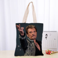 Johnny Hallyday Tote Bag Foldable Shopping Bag Reusable Eco Large Unisex Canvas Fabric Shoulder Bags Tote Grocery Cloth Pouch
