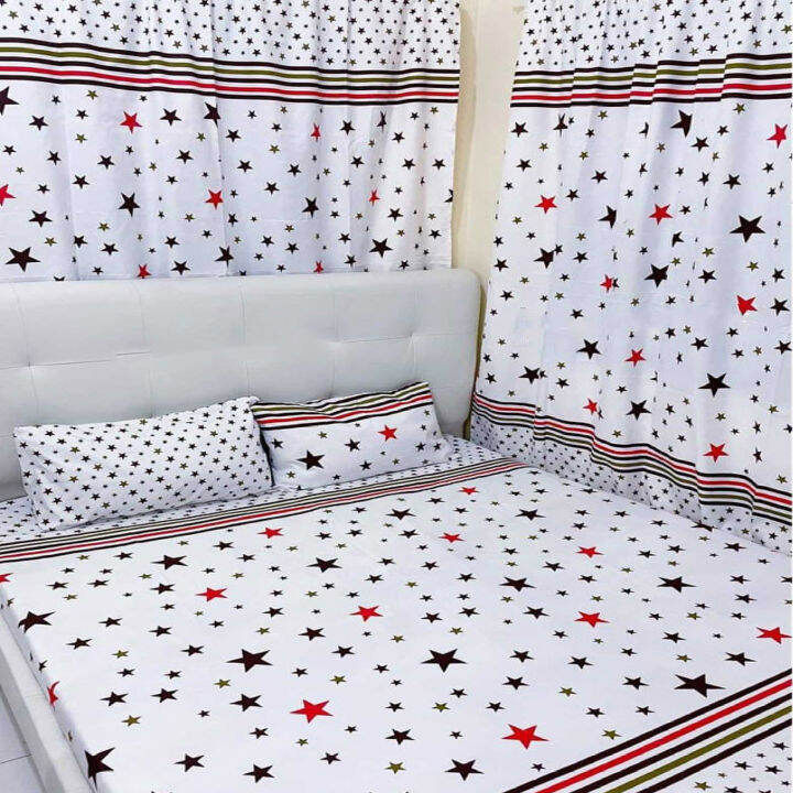 4in1 STAR Double Fitted Bed Sheet Canadian Fabric Bedsheet with 2