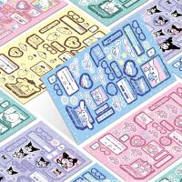 ✴┇┇ 6Sheets Laser Sanrio Stickers Kawaii Girls Cartoon Decals Waterproof DIY Phone Case Diary Laptop Cute Kuromi Hello Kitty Sticker