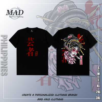 &amp; MADFACE เสื้อผ้าญี่ปุ่น art-Geisha Tee ของขวัญสำหรับ Unisex Heavyweight Top streetwear เสื้อยืด