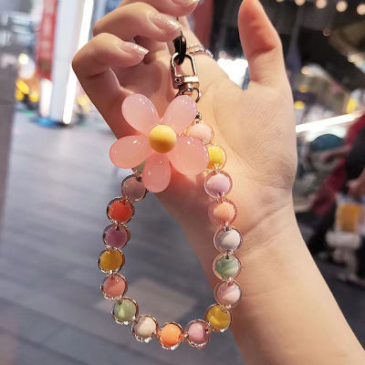 💖【Lowest price】MH 1PC ดอกไม้ที่มีสีสันลูกปัดโทรศัพท์มือถือ Charm สายโซ่ lanyard ผู้หญิงสาว