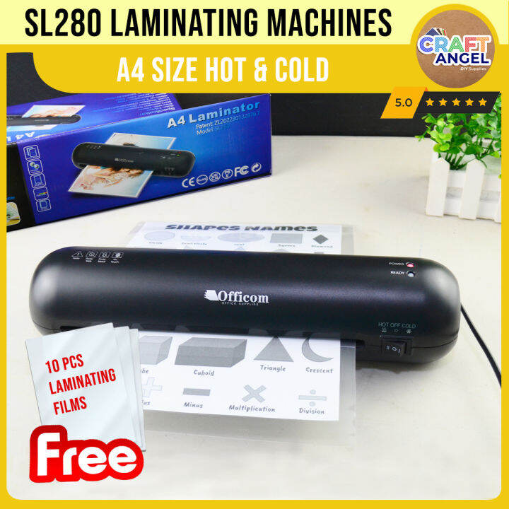 SL280 A4 Laminator Hot and Cold Compact Laminating Machine with 10pcs
