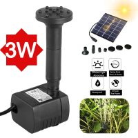 Solar Water Pump with 6 Nozzles Fountain Pump Hydroponics Submersible Pump Decorative Props for Bird Bath Pond Garden Decor