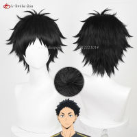 อะนิเมะ Haikyuu!! Akaashi Keiji คอสเพลย์วิกผมผู้ชาย30เซนติเมตรสีดำวิกผมทนความร้อนสังเคราะห์ผมพรรคอะนิเมะคอสเพลย์วิกผมหมวก