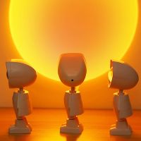 Battery Astronaut Robot Rainbow Projection Sun Lamp Table Night Light Sunset Lamp Infinite Dimming Bedroom Atmosphere Light Night Lights