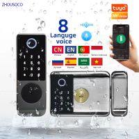 【YF】 Tuya Wifi Waterproof IP66 Outdoor Fingerprint Door Lock IC Card Digital Code Key APP Remote Unlock Garden Gate Electronic