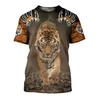 (in stock) Mens short sleeved summer t-shirt Mens fashion oversized 6XL 2022 latest animal tiger 3D printed cool street outfit (free nick name and logo)