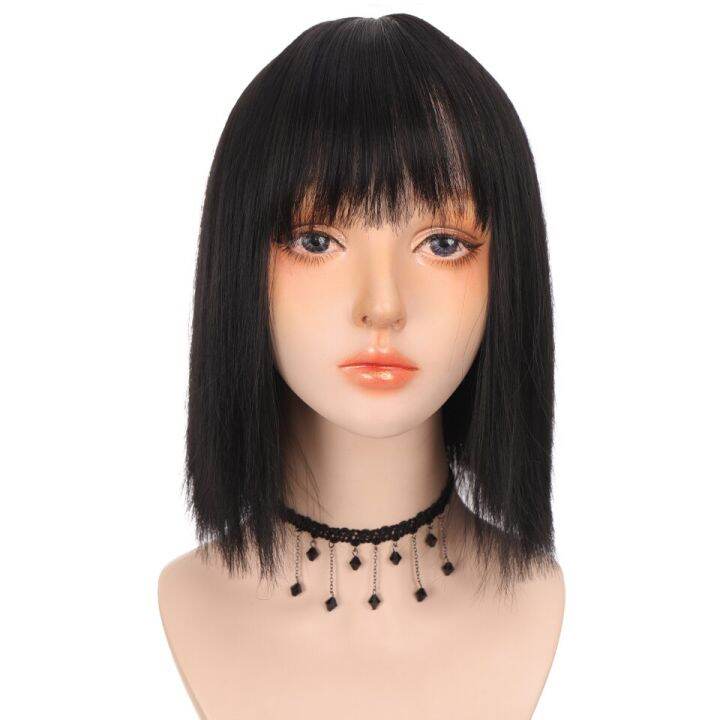 ailiade-11-5-inch-synthetic-short-straight-bob-wig-with-bang-heat-resistant-ombre-pink-lolita-cosplay-wigs-for-women-daily-hair