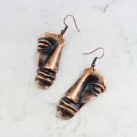 【YF】✹✒✕  Three-dimensional broken Half face Pendant earring personality bronze Ethnic earrings dress up accessories