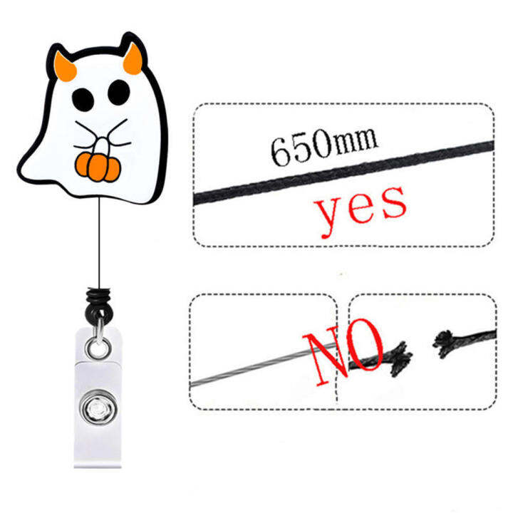 halloween-gift-student-id-card-holder-retractable-badge-holder-acrylic-telescopic-clip-ghost-badge-reel-pumpkin