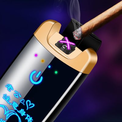 ZZOOI Electric Windproof Metal USB Lighter Creative Touch Sensing Dual Arc Charging Electronic Plasma Lighters Gift For Men