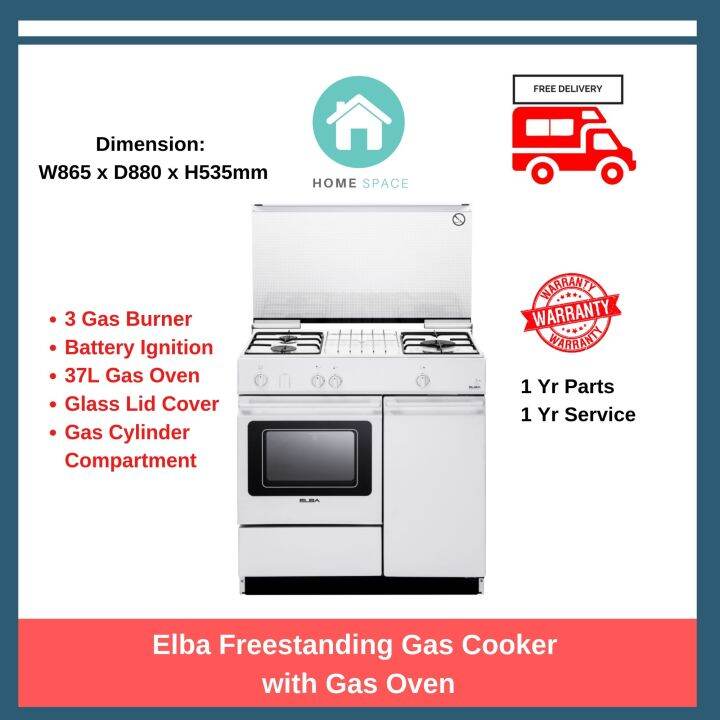 Elba Free Standing Gas Cooker with Gas Oven, EGC836WH Lazada Singapore
