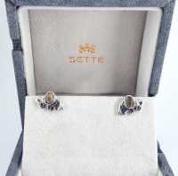 ERLME0553 [เซตเต้ โมด้า] ต่างหูตัวเรือนเงิน สเตอริงค์ ซิลเวอร์ ชุบ18K White Gold ประดับด้วยพลอย Citrine Gemstone Earrings