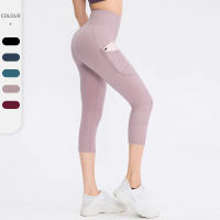 34กางเกงโยคะผู้หญิงน่องยาวกางเกง Push Up กางเกงกีฬา Leggings ผู้หญิงเอวสูง Leggins ออกกำลังกายสีดำกางเกงที่มีกระเป๋า