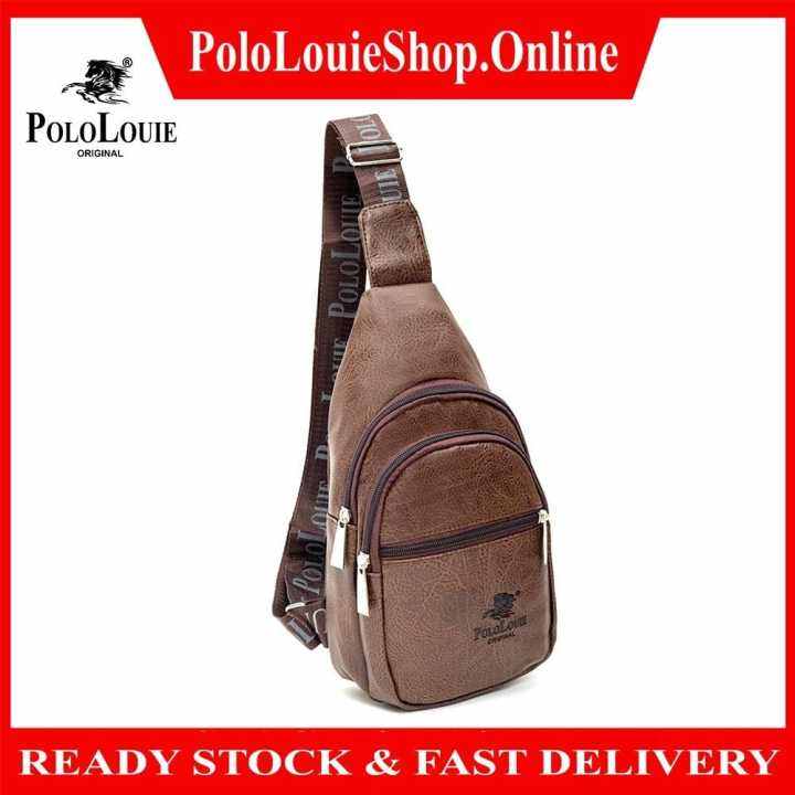 Original Polo Louie New Synthetic Leather Chest Bag Men Casual Crossbody  Bag Beg Lelaki