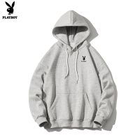 ❈ Playboy เสื้อกันหนาวลําลอง มีฮู้ด สีพื้น สไตล์สปอร์ต