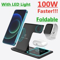 ZZOOI 100W 3 In 1 Wireless Charger Stand for Apple Watch 8 7 6 Airpods Pro Fast Charging Dock Station For iPhone 14 13 12 11 XS XR X 8