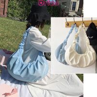 Driga Women Korean Style Handbag Casual Solid Color Fashion Wild Soft PU Pleated Hand Totes Bag Fashion Simple Big Dumpling Bag Shoulder Bags