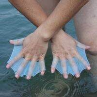 ▲┇ 1Pair Unisex High Elastic Swimming Finger Webbed Gloves Silicone Flippers Fins Paddle Frog Hand Accessory