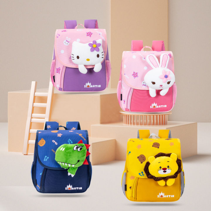 hello-kitty-kids-schoolbag-kindergarten-backpack-boys-and-girls-lightweight-ridge-protection-luminous-dinosaur