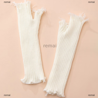 remai 1คู่สีดำขาดรุ่งริ่งพังค์ unisex ถุงมือถักแบบไม่มีนิ้วถุงมือยาวถึงข้อศอกสำหรับผู้หญิงผู้ชายถุงมือให้ความอุ่นแขนหักหัก