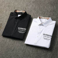 ② Hot Sale⮜Original Burberrys ใหม่ Anti-Wrinkle Elasticity Slim Fit ผู้ชายธุรกิจเสื้อแขนยาวลำลองสีขาวสีดำชายสังคมเสื้ออย่างเป็นทางการ