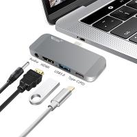 USB C HUB Type C Thunderbolt 3 Dock 4 in 1 USB-C Adapter Dongle Combo with USB 3.0  DP AUDIO HDMI Ports  For MacBook P Adapters Adapters