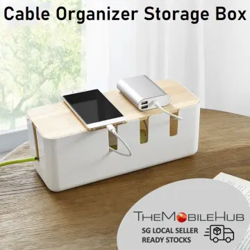 Cable Management Box Wooden Cord Organizer Box for Extension Cord