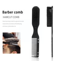 Double Side Beard Styling Brush Professional Shave Vintage Oil Men Barber Shape Carving Comb Cleaning Brush Head Beard Brus O7B2