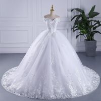 Luxury Embroidery Wedding Dress 2022 New Arrival Short Cap Sleeves Sweep Train Lace Wedding Gowns China Vestido De Noiva